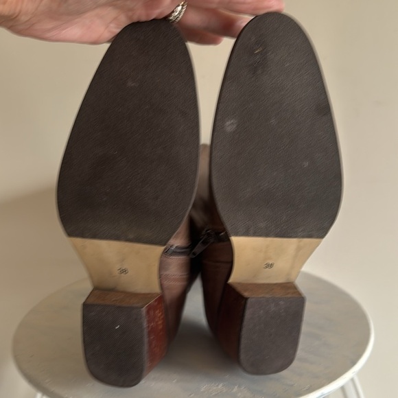 Naturalizer Brown Leather Size Zip Mid Calf Riding Boots Women 7 - Picture 8 of 15